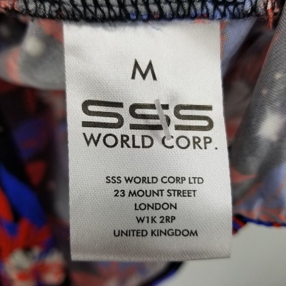 SSS World Corp Red and Blue Short Sleeved Button Down Shirt Size Medium - Picture 5 of 11